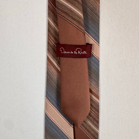 Oscar de la Renta Other - Oscar De La Renta Men’s Striped Neck Tie Brown Classic Menswear Retro